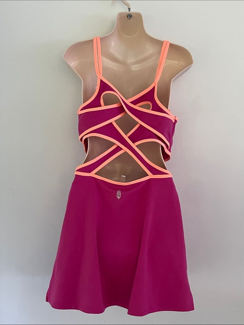 Free People One More Serve Cutout Athletic Dress Dragonfruit Color Combo Medium - Picture 2 of 11